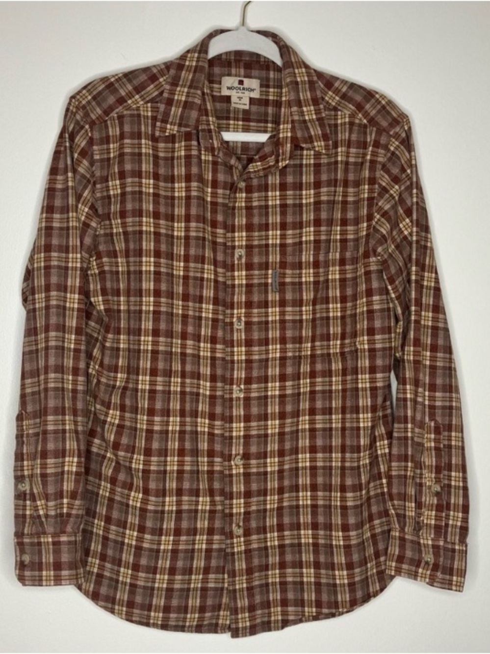 Woolrich men’s cotton flannel plaid long sleeve button down shirt M